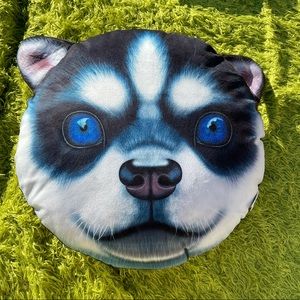 Plush Dog Face Pillow With Giant Blue Eyes 17 Inch